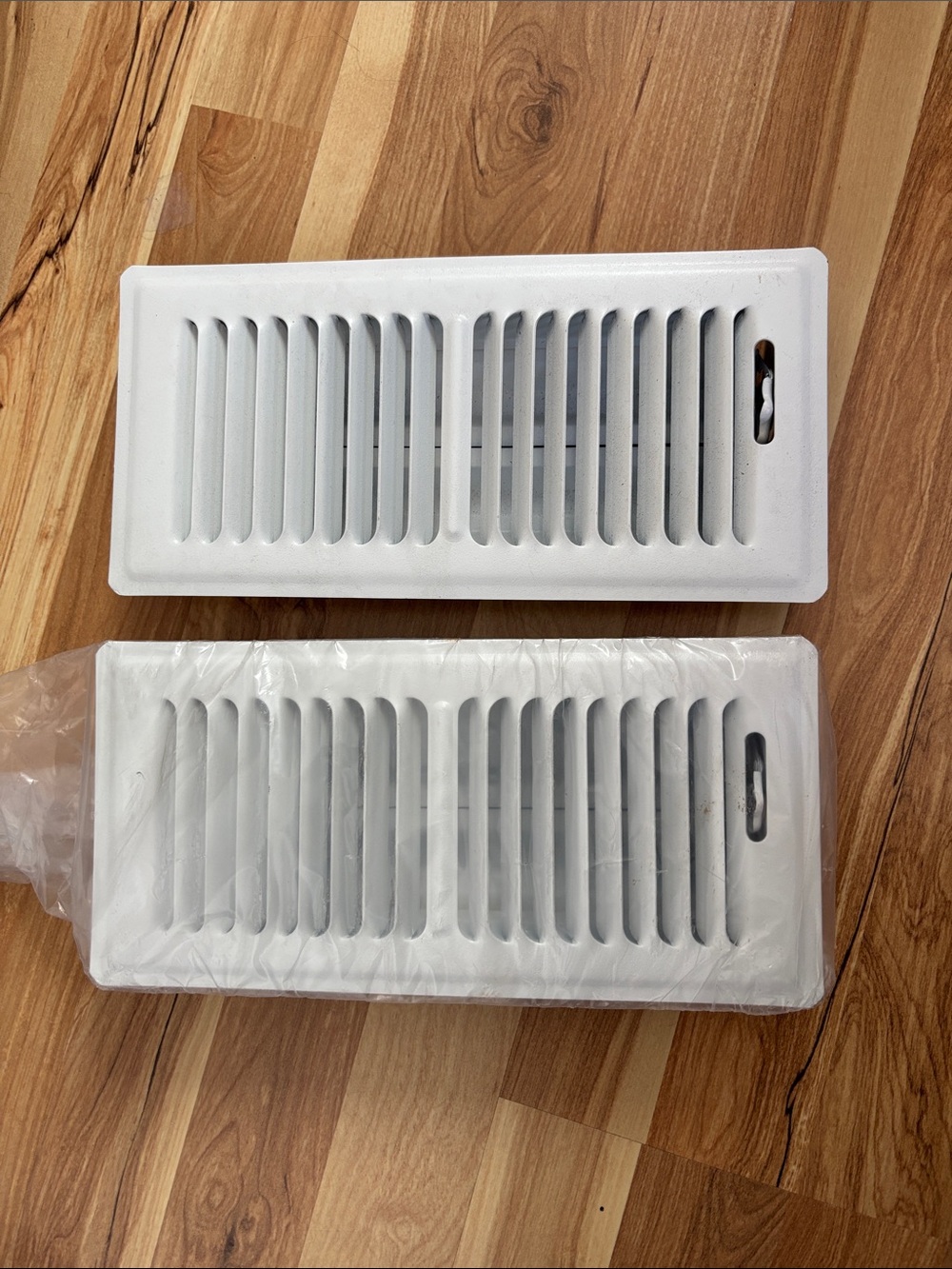White Floor Air Vent Register - Adjustable Louvers (Pair)